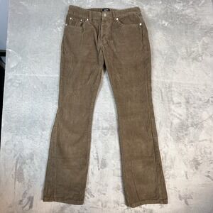 Man BoohooMan Corduroy Straight Leg Pants Mens 34R Tobacco Retro Normcore Button